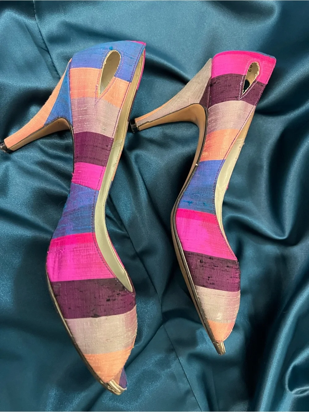 First Lady 10 N Beautiful raw silk material in peep Toe Heels in Pink & Purple